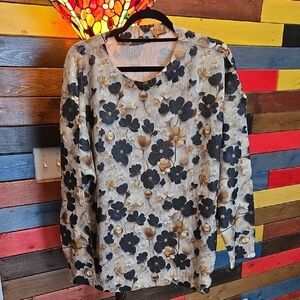 SHEIN Black and Gold Floral Knit Top 🤎 ✨️ NEW  ✨️ 🤎   NO TAGS